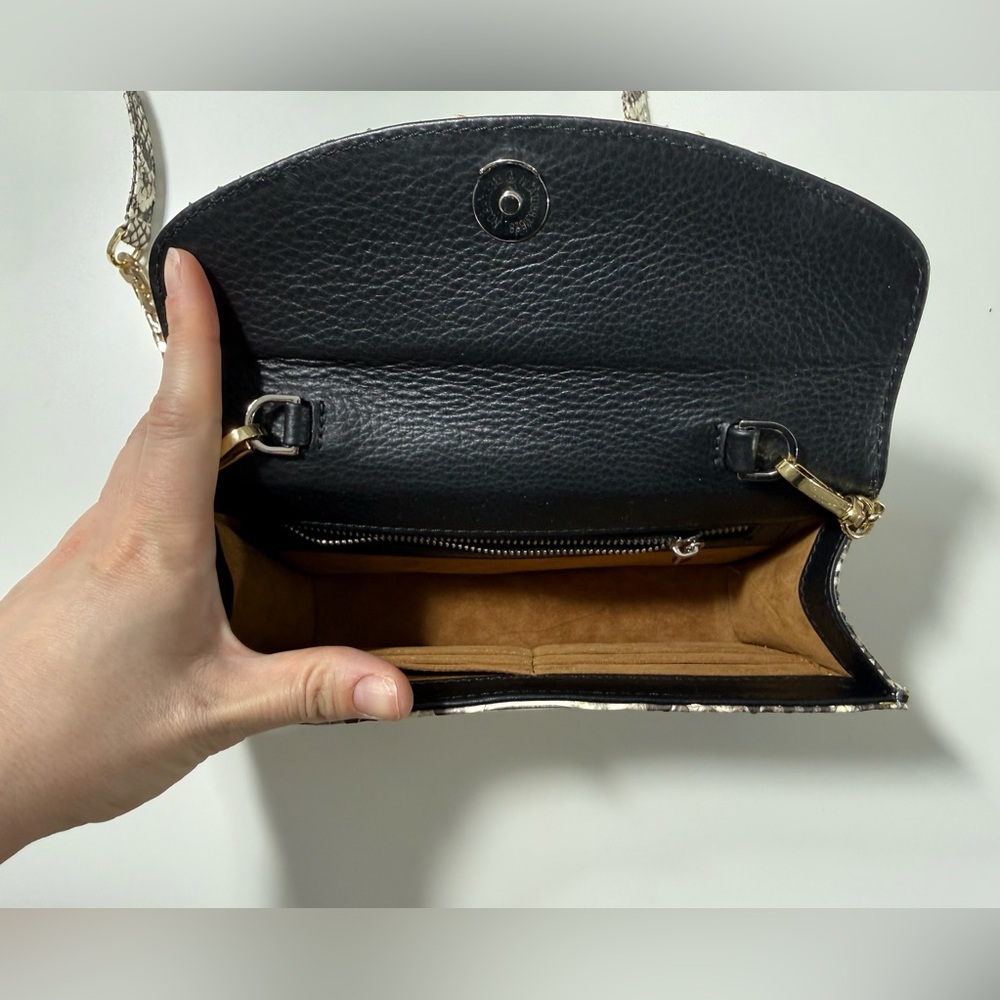 Genuine Python Snakeskin Shoulder Bag Beige Exoti… - image 4